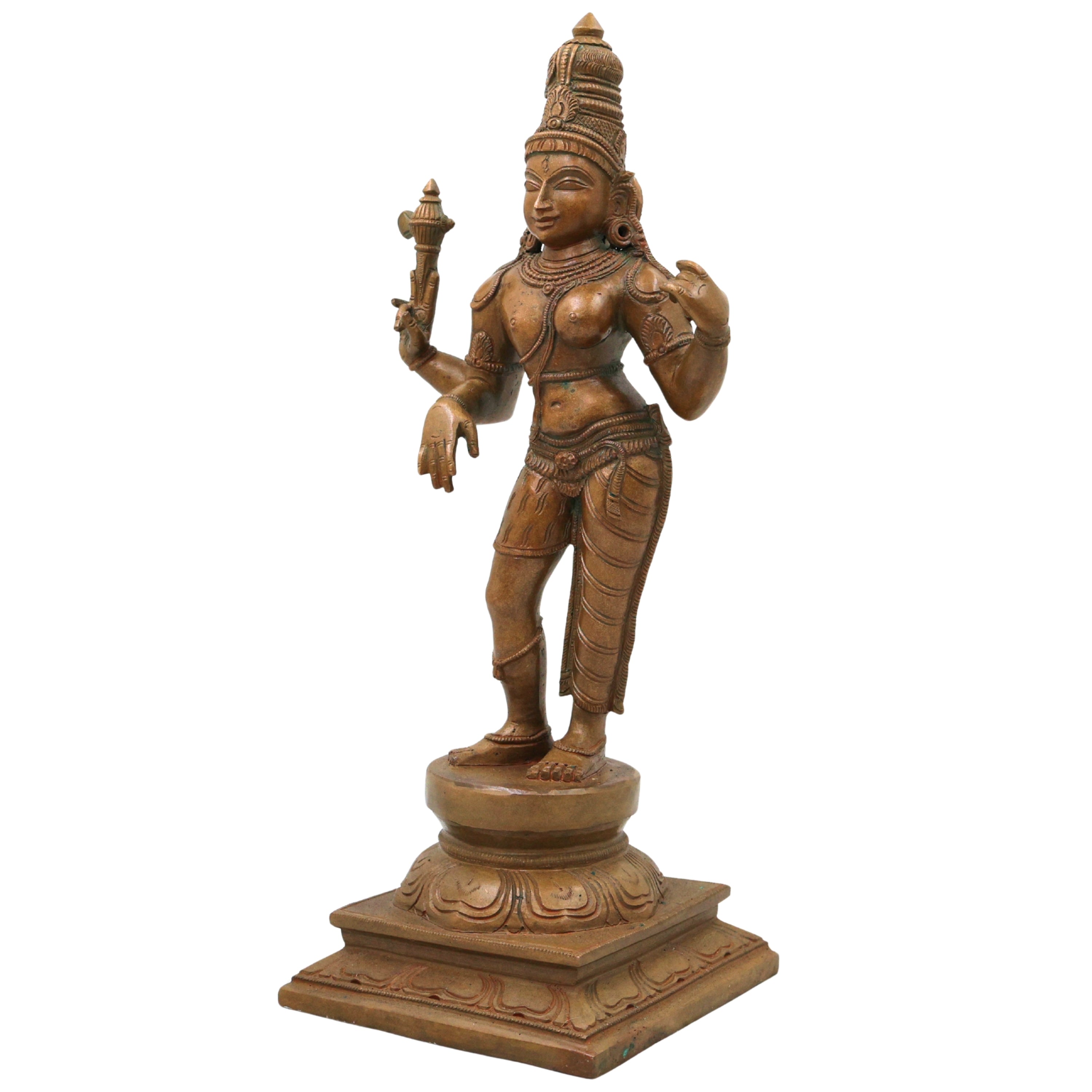 Bronze Ardhanarishwara Idol, Shiva Shakti Murti for Pooja, Home Decor, Temple & Gifting, Brown, 12.5 Inch, 1 Piece