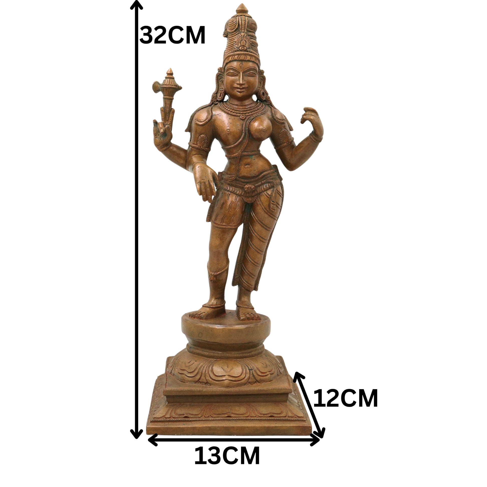 Bronze Ardhanarishwara Idol, Shiva Shakti Murti for Pooja, Home Decor, Temple & Gifting, Brown, 12.5 Inch, 1 Piece