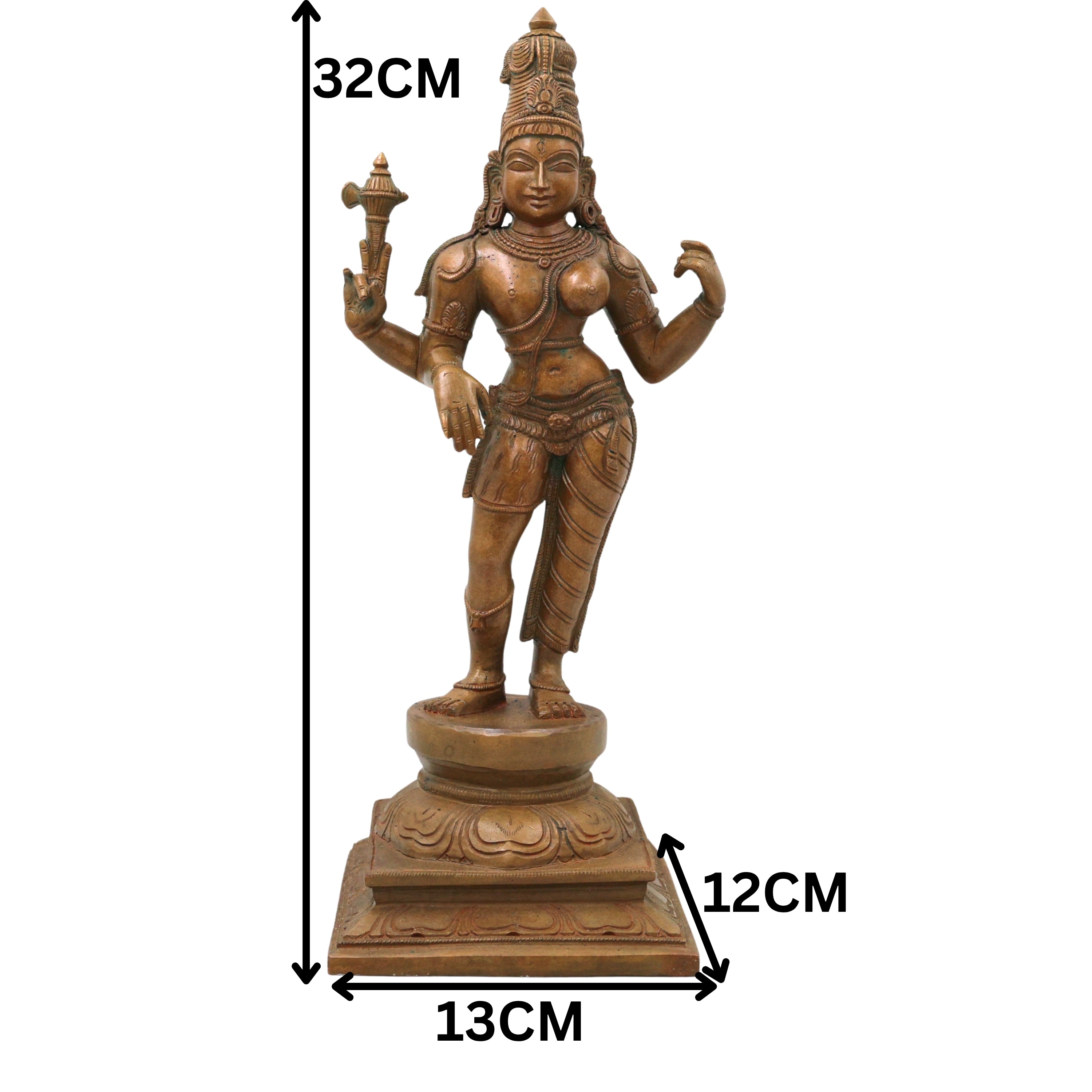 Bronze Ardhanarishwara Idol, Shiva Shakti Murti for Pooja, Home Decor, Temple & Gifting, Brown, 12.5 Inch, 1 Piece