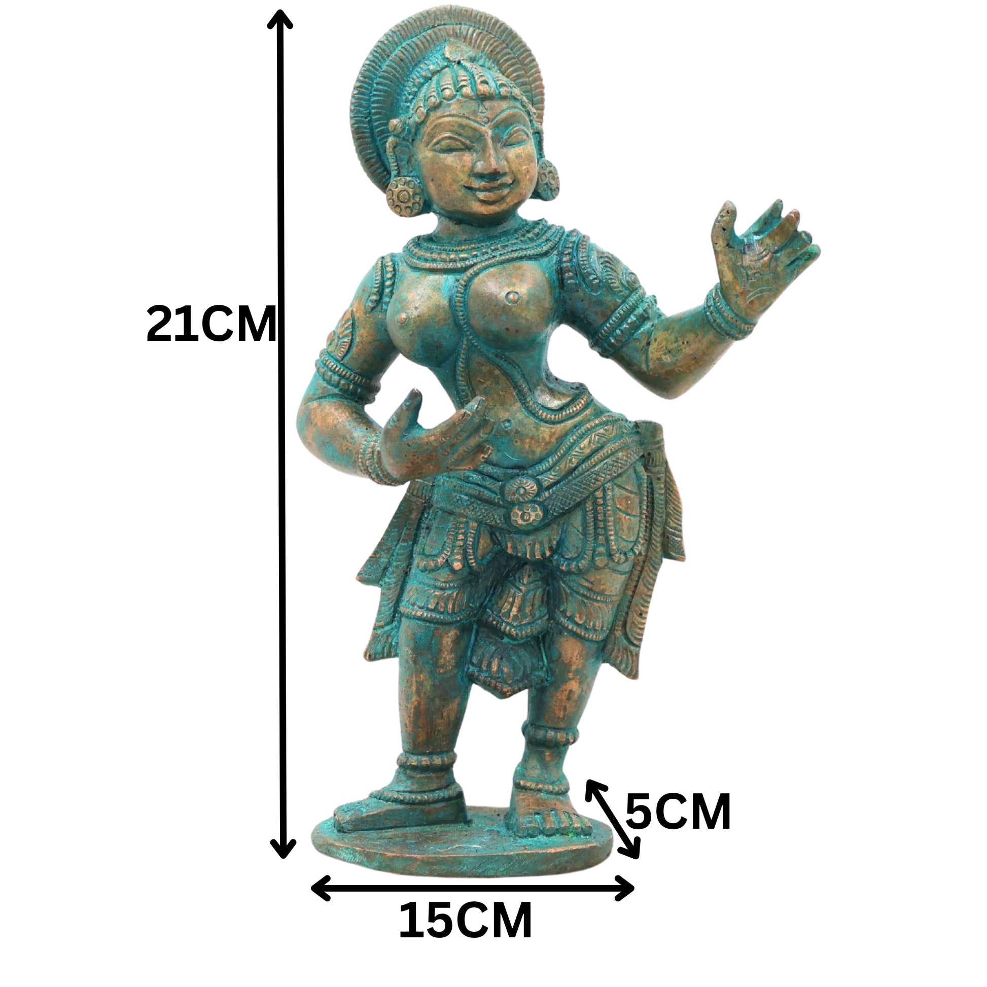 Bronze Apsara Idol Devangana Statue for Home Decor & Gifting, Handcrafted Traditional Chola Style Sculpture, Brown, 8.5 Inch, 1 Piece