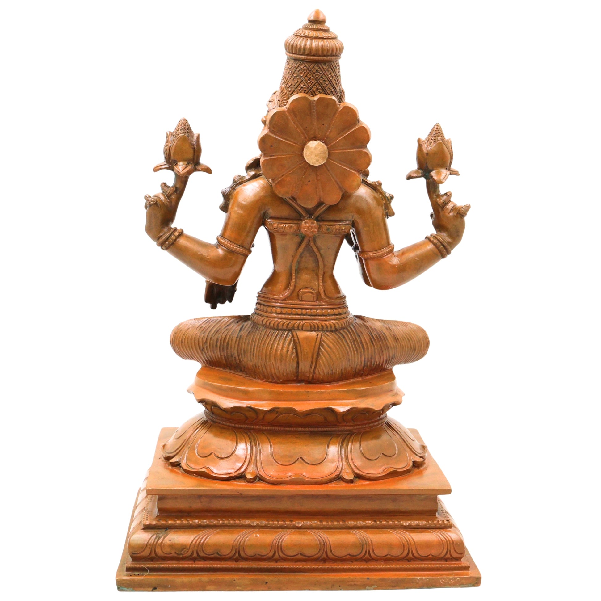 Bronze Maha Lakshmi Idol, Handcrafted Chola Style Lakshmi Devi Murti for Pooja, Vastu, Home Decor & Gifting, Brown, 13 Inch, 1 Piece