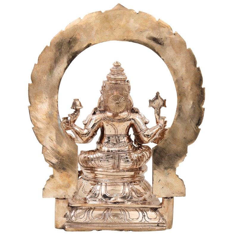 Bronze Narasimha Ganesha Idol, Ganapati Vinayaka Murti for Pooja, Home Decor, Gifting, Handcrafted Chola Style, Gold, 14 Inch, 1 Piece