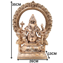 Bronze Narasimha Ganesha Idol, Ganapati Vinayaka Murti for Pooja, Home Decor, Gifting, Handcrafted Chola Style, Gold, 14 Inch, 1 Piece