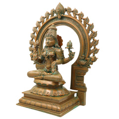 Bronze Mahalakshmi Devi Idol, Handcrafted Chola Lakshmi Murti for Pooja, Home Decor, Mandir & Spiritual Gifting, Brown, 17 Inch, 1 Piece