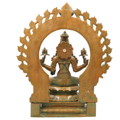 Bronze Mahalakshmi Devi Idol, Handcrafted Chola Lakshmi Murti for Pooja, Home Decor, Mandir & Spiritual Gifting, Brown, 17 Inch, 1 Piece