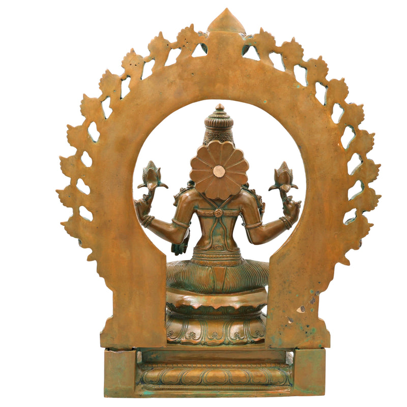 Bronze Mahalakshmi Devi Idol, Handcrafted Chola Lakshmi Murti for Pooja, Home Decor, Mandir & Spiritual Gifting, Brown, 17 Inch, 1 Piece