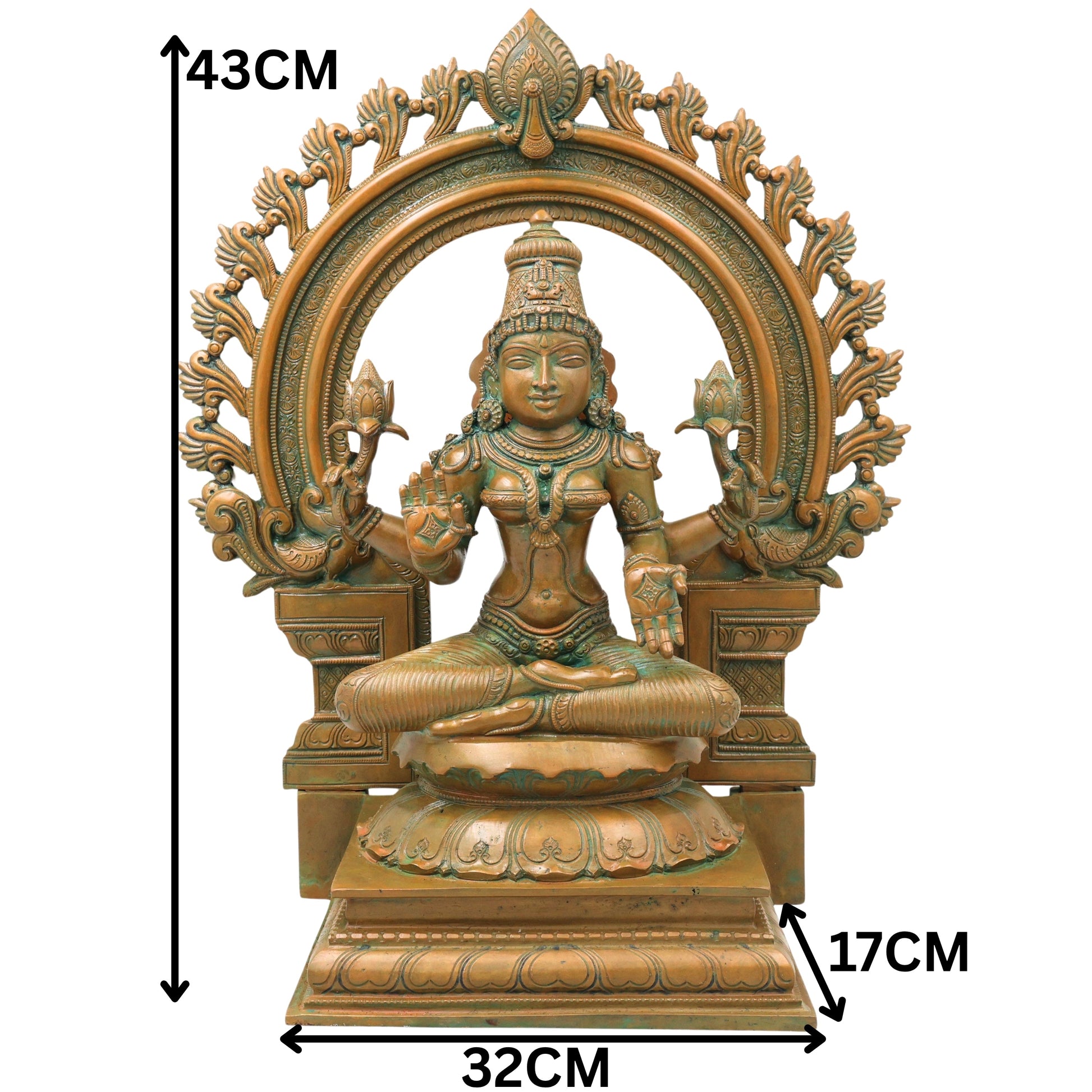 Bronze Mahalakshmi Devi Idol, Handcrafted Chola Lakshmi Murti for Pooja, Home Decor, Mandir & Spiritual Gifting, Brown, 17 Inch, 1 Piece