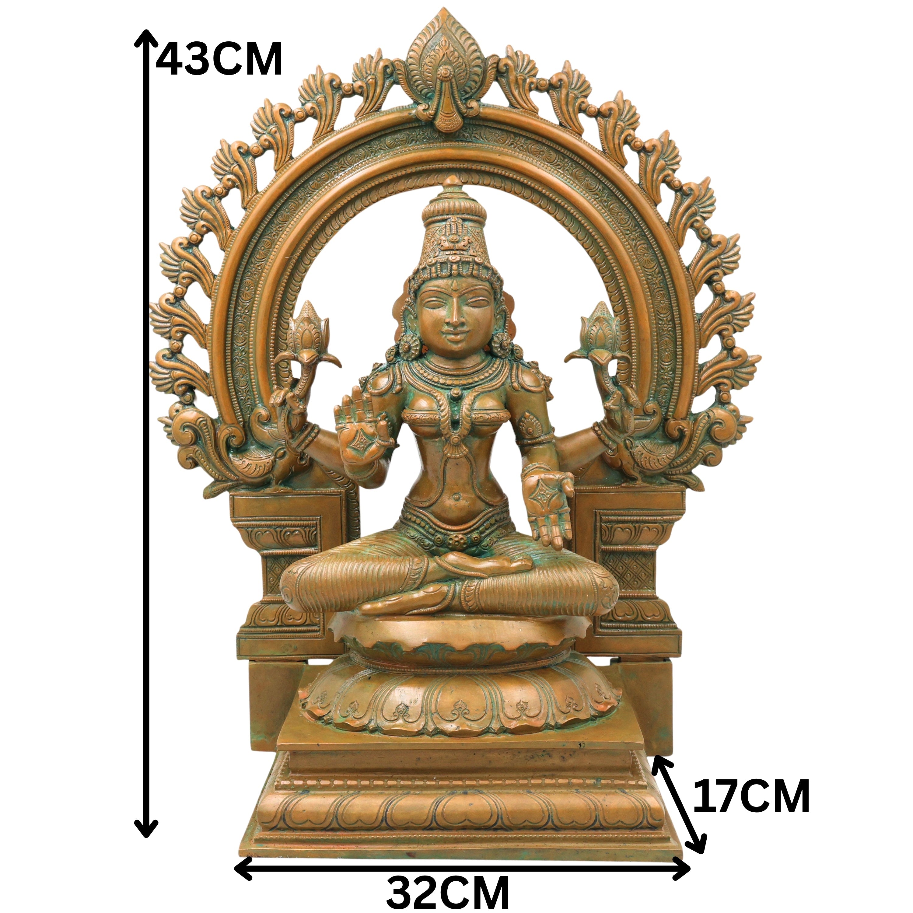 Bronze Mahalakshmi Devi Idol, Handcrafted Chola Lakshmi Murti for Pooja, Home Decor, Mandir & Spiritual Gifting, Brown, 17 Inch, 1 Piece