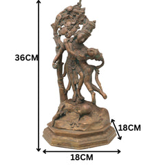 Handcrafted Chola Bronze Radha Krishna Idol, Shri Radhakrishna Murti for Pooja, Mandir, Home Decor & Gifting, Brown, 14 Inch, 1 Piece