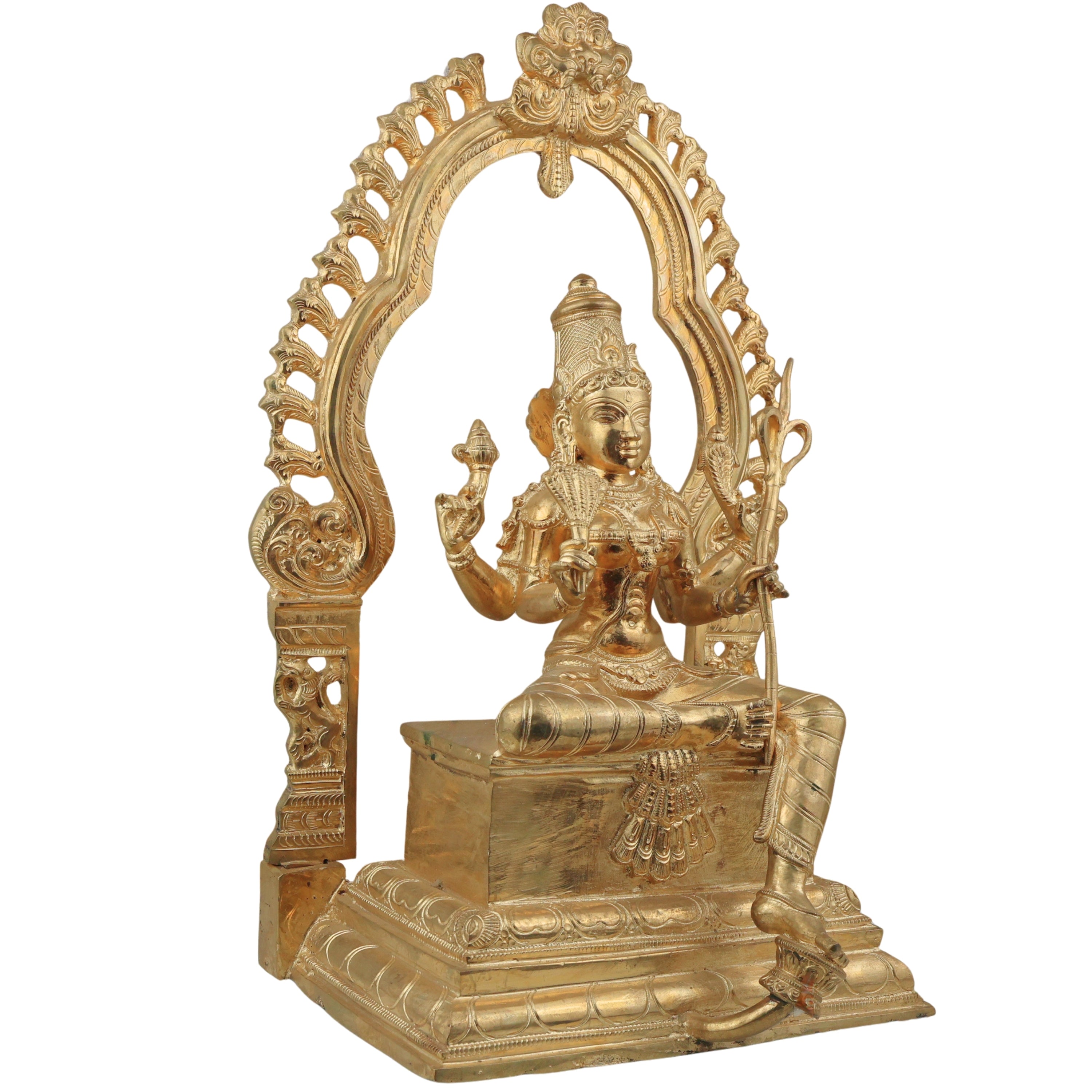 Bronze Rajarajeswari Idol, Lalita Tripura Sundari Devi Murti, Handcrafted Chola Style Statue for Pooja, Home Decor & Gifting, Gold, 18 Inch, 1 Piece
