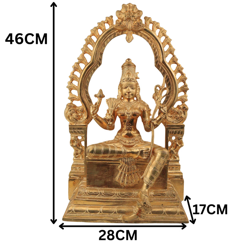 Bronze Rajarajeswari Idol, Lalita Tripura Sundari Devi Murti, Handcrafted Chola Style Statue for Pooja, Home Decor & Gifting, Gold, 18 Inch, 1 Piece