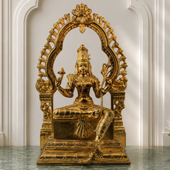 Bronze Rajarajeswari Idol, Lalita Tripura Sundari Devi Murti, Handcrafted Chola Style Statue for Pooja, Home Decor & Gifting, Gold, 18 Inch, 1 Piece