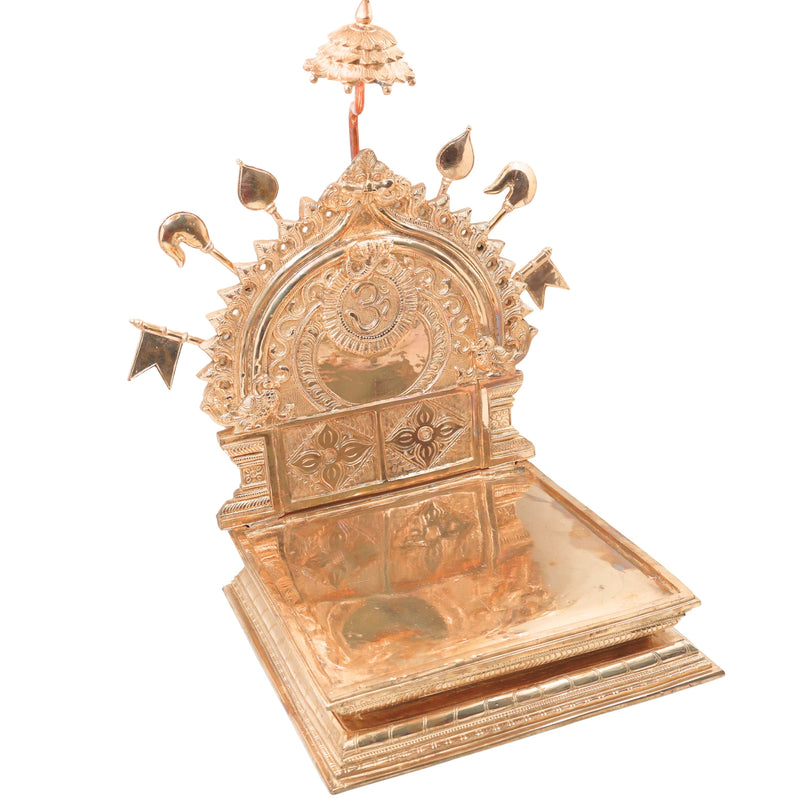 Bronze Prabhavali with Chowki for Temple Pooja, Home Mandir Decor & Gifting, Gold, 21.5 Inch, 1 Piece