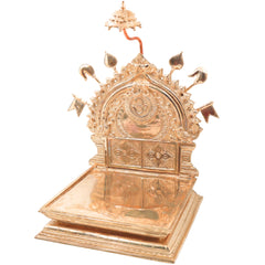 Bronze Prabhavali with Chowki for Temple Pooja, Home Mandir Decor & Gifting, Gold, 21.5 Inch, 1 Piece