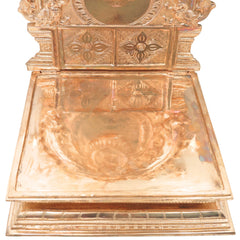 Bronze Prabhavali with Chowki for Temple Pooja, Home Mandir Decor & Gifting, Gold, 21.5 Inch, 1 Piece