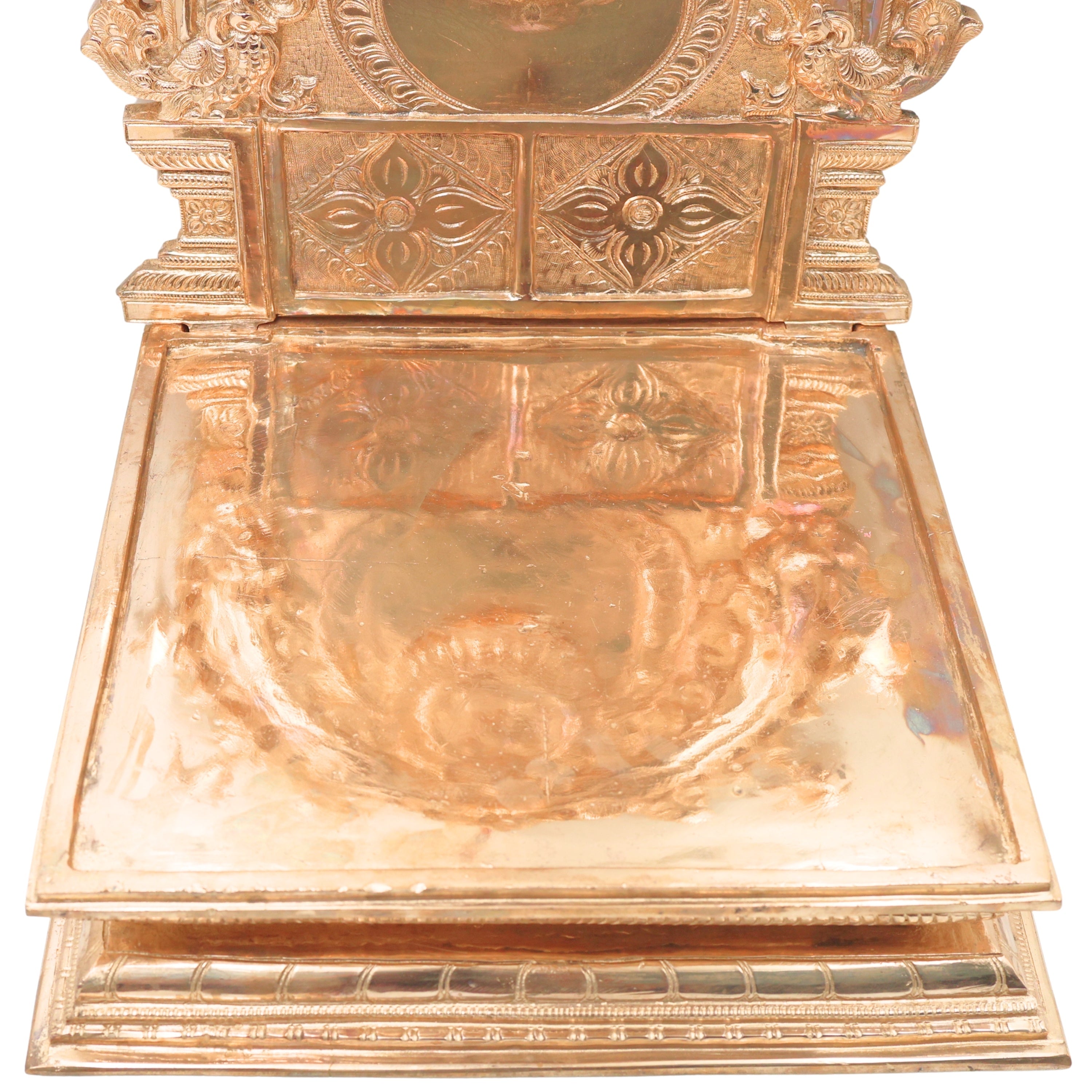 Bronze Prabhavali with Chowki for Temple Pooja, Home Mandir Decor & Gifting, Gold, 21.5 Inch, 1 Piece