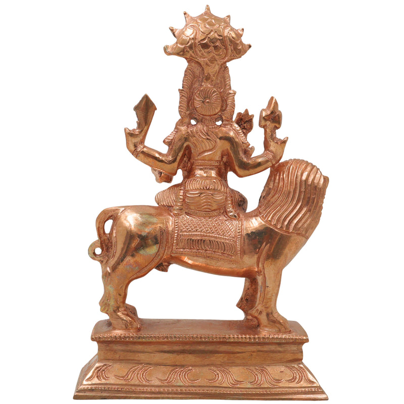 Bronze Pratyangira Devi Idol, Simhamukhi Atharvana Bhadrakali Chola Murti for Pooja, Vastu, Home Decor & Gifting,  Gold, 6.5 Inch, 1 Piece