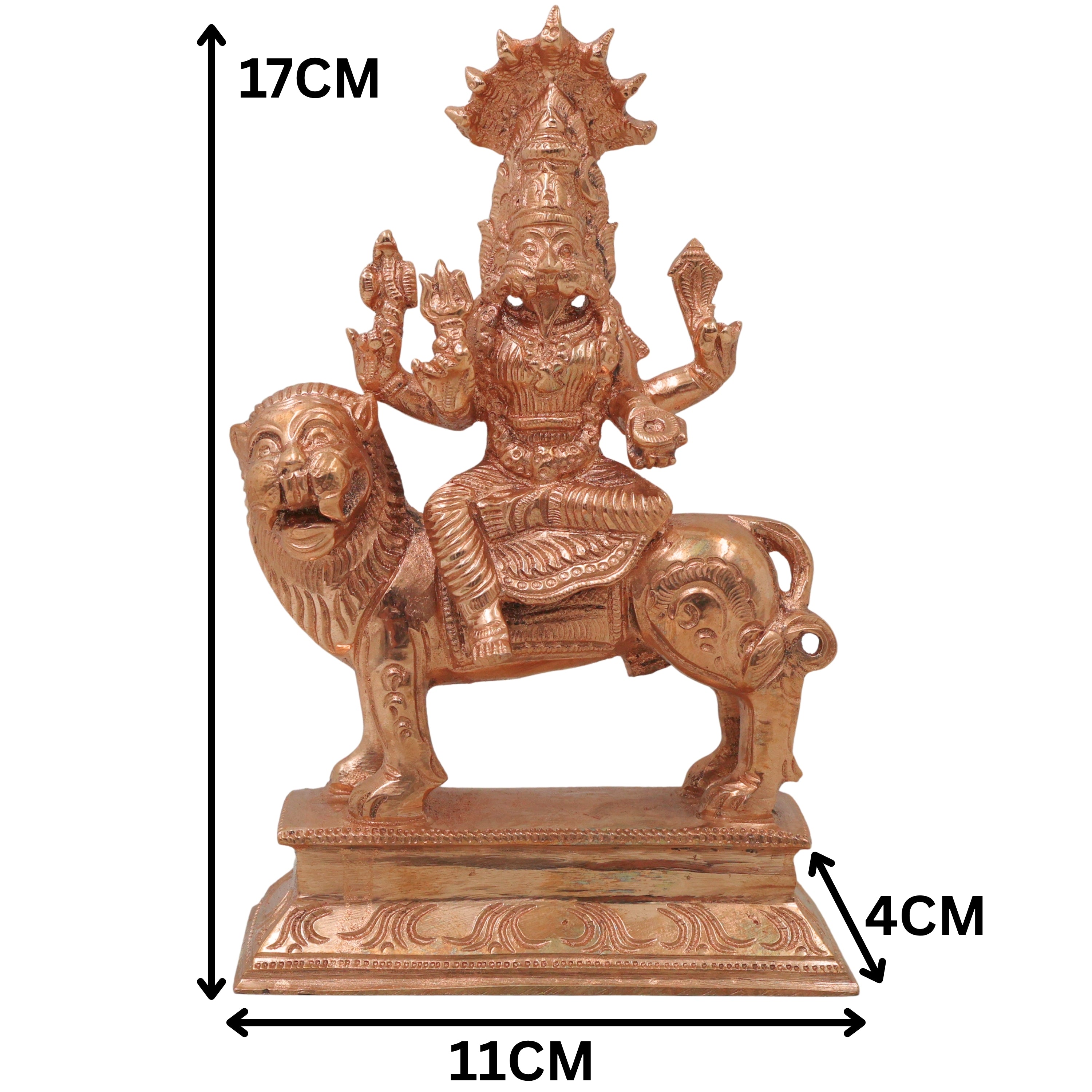 Bronze Pratyangira Devi Idol, Simhamukhi Atharvana Bhadrakali Chola Murti for Pooja, Vastu, Home Decor & Gifting,  Gold, 6.5 Inch, 1 Piece