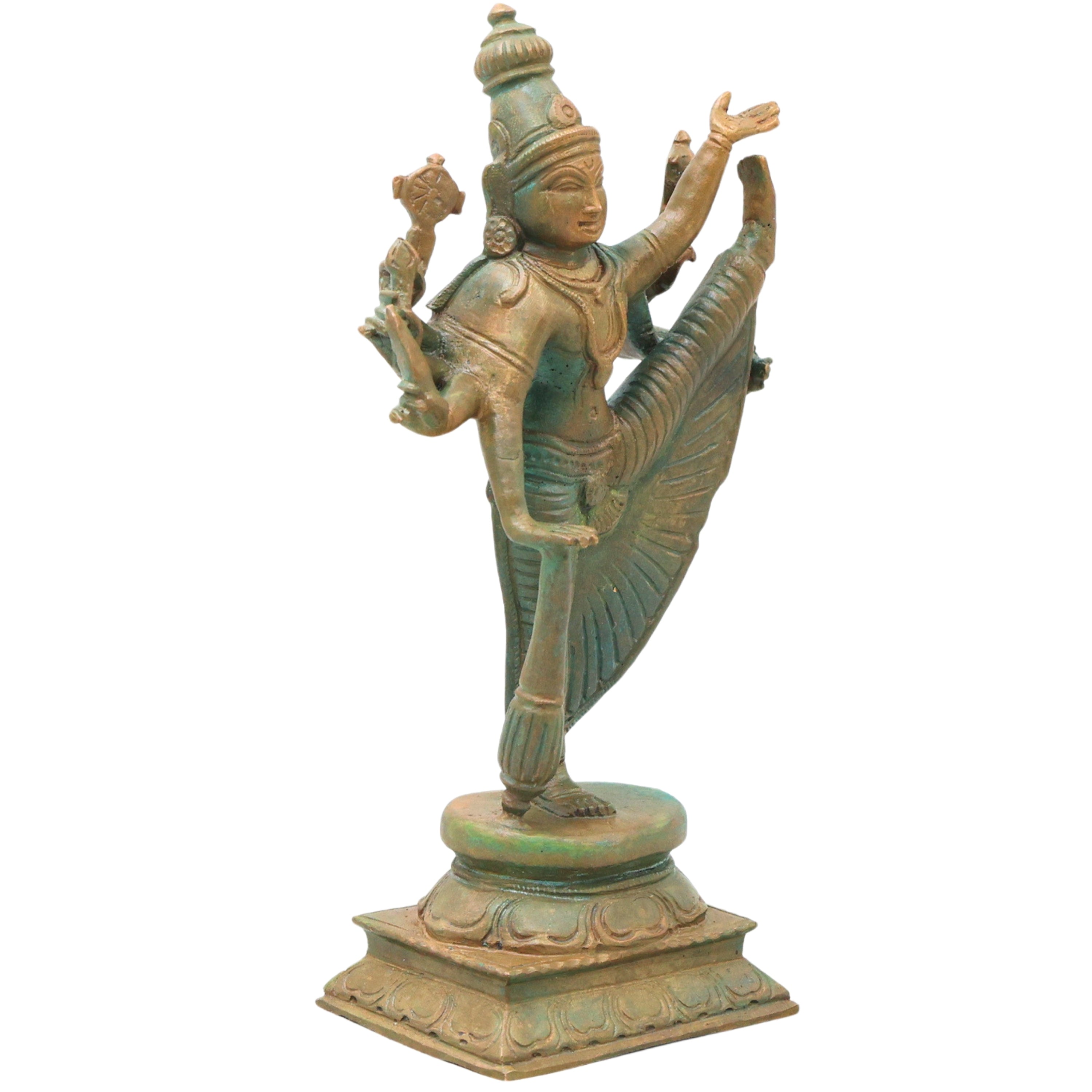 Handcrafted Bronze Vamana Vishnu Idol, Trivikrama Upendra Murti, Traditional Chola Statue for Pooja, Home Decor & Gifting, Brown, 8 Inch, 1 Piece