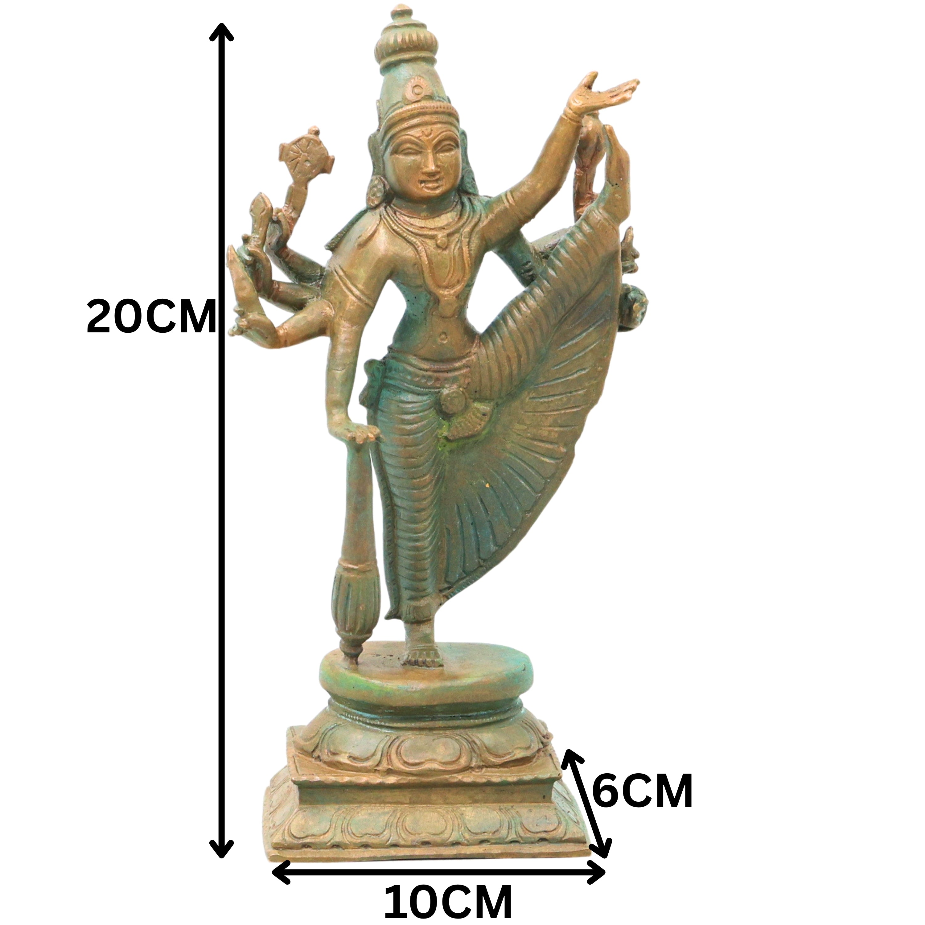 Handcrafted Bronze Vamana Vishnu Idol, Trivikrama Upendra Murti, Traditional Chola Statue for Pooja, Home Decor & Gifting, Brown, 8 Inch, 1 Piece