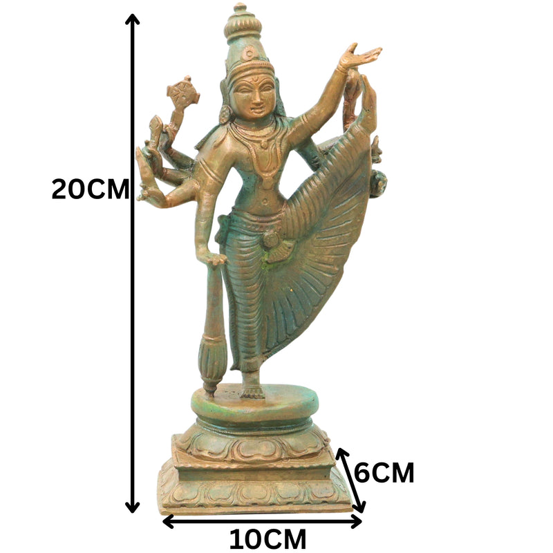 Handcrafted Bronze Vamana Vishnu Idol, Trivikrama Upendra Murti, Traditional Chola Statue for Pooja, Home Decor & Gifting, Brown, 8 Inch, 1 Piece