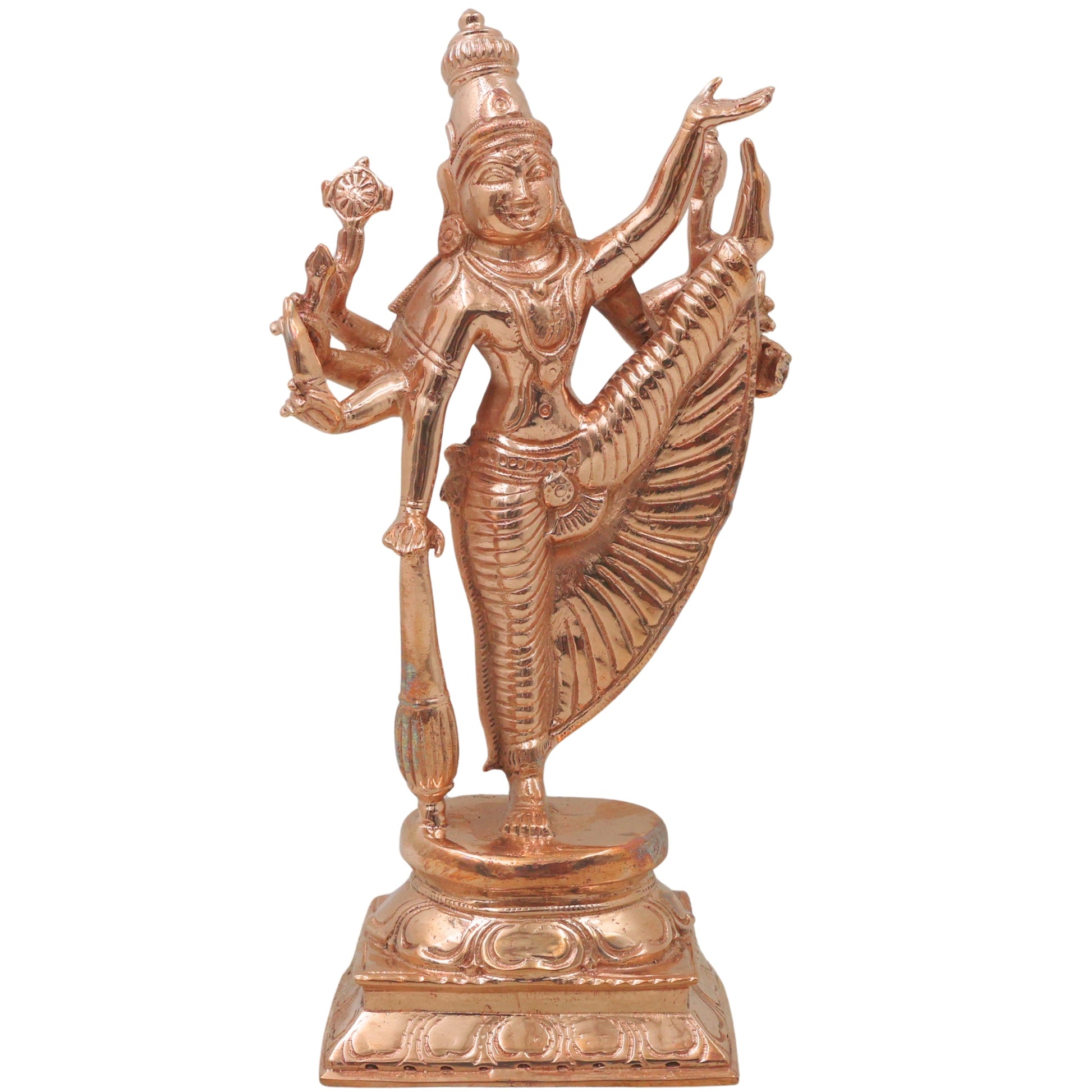 Handcrafted Bronze Vamana Vishnu Idol, Trivikrama Upendra Murti, Traditional Chola Statue for Pooja, Home Decor & Gifting, Gold, 8 Inch, 1 Piece