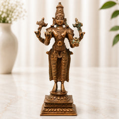 Bronze Dhanvantari Idol, Lord Dhanwantri Bhagavan Murti for Pooja, Vastu, Home Decor & Gifting, Brown, 6 Inch, 1 Piece