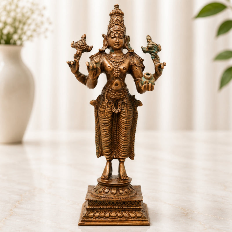 Bronze Dhanvantari Idol, Lord Dhanwantri Bhagavan Murti for Pooja, Vastu, Home Decor & Gifting, Brown, 6 Inch, 1 Piece
