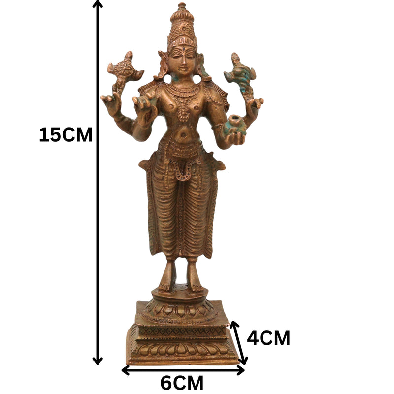 Bronze Dhanvantari Idol, Lord Dhanwantri Bhagavan Murti for Pooja, Vastu, Home Decor & Gifting, Brown, 6 Inch, 1 Piece
