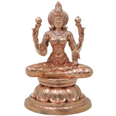 Bronze Maha Lakshmi Idol, Handcrafted Chola Art Mahalakshmi Murti for Pooja, Home Temple Decor & Housewarming Gift, Gold, 4.5 Inch, 1 Piece