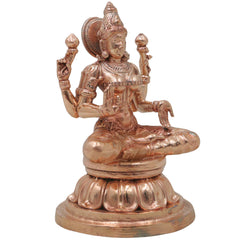 Bronze Maha Lakshmi Idol, Handcrafted Chola Art Mahalakshmi Murti for Pooja, Home Temple Decor & Housewarming Gift, Gold, 4.5 Inch, 1 Piece