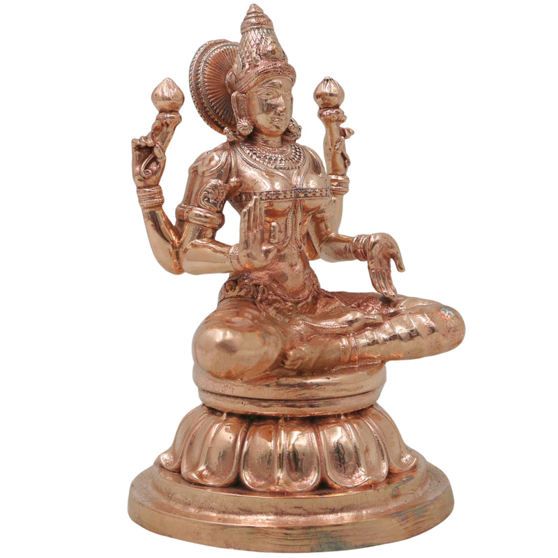 Bronze Maha Lakshmi Idol, Handcrafted Chola Art Mahalakshmi Murti for Pooja, Home Temple Decor & Housewarming Gift, Gold, 4.5 Inch, 1 Piece