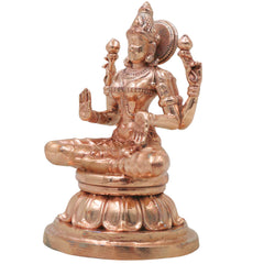 Bronze Maha Lakshmi Idol, Handcrafted Chola Art Mahalakshmi Murti for Pooja, Home Temple Decor & Housewarming Gift, Gold, 4.5 Inch, 1 Piece
