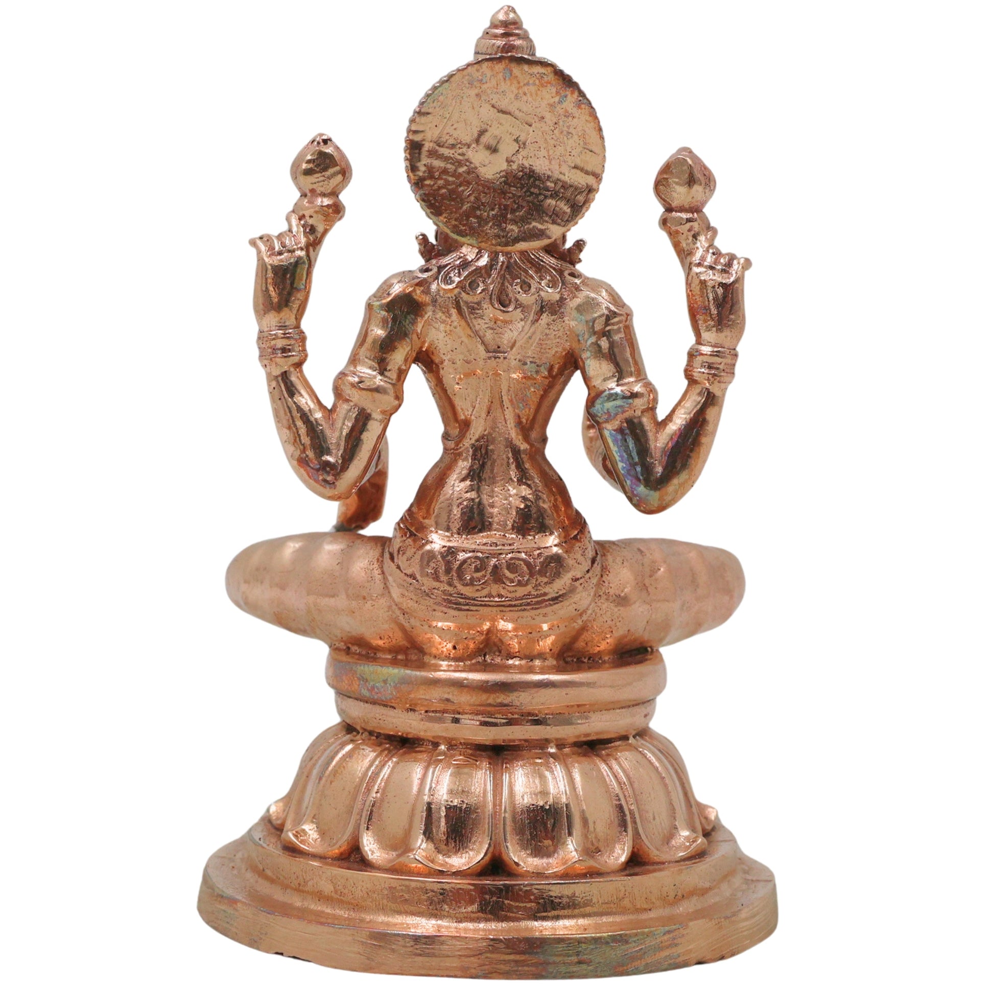 Bronze Maha Lakshmi Idol, Handcrafted Chola Art Mahalakshmi Murti for Pooja, Home Temple Decor & Housewarming Gift, Gold, 4.5 Inch, 1 Piece
