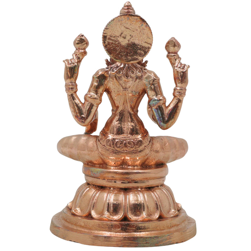 Bronze Maha Lakshmi Idol, Handcrafted Chola Art Mahalakshmi Murti for Pooja, Home Temple Decor & Housewarming Gift, Gold, 4.5 Inch, 1 Piece