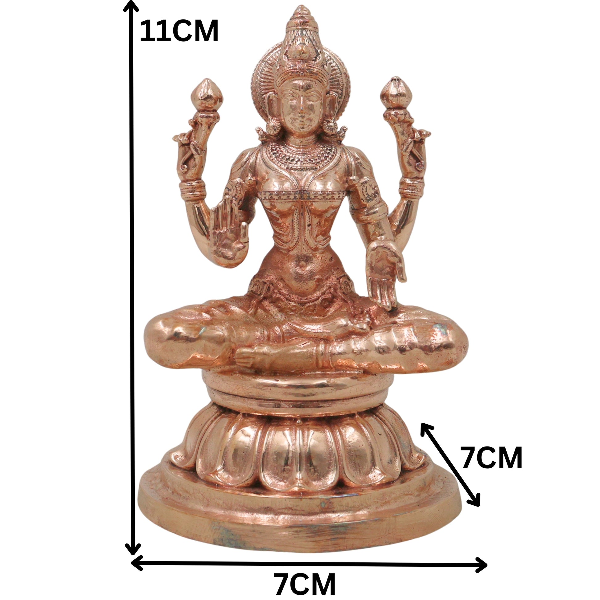 Bronze Maha Lakshmi Idol, Handcrafted Chola Art Mahalakshmi Murti for Pooja, Home Temple Decor & Housewarming Gift, Gold, 4.5 Inch, 1 Piece