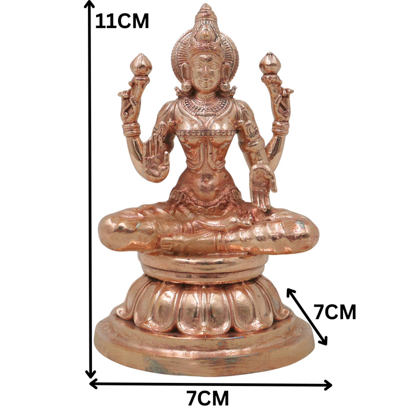 Bronze Maha Lakshmi Idol, Handcrafted Chola Art Mahalakshmi Murti for Pooja, Home Temple Decor & Housewarming Gift, Gold, 4.5 Inch, 1 Piece