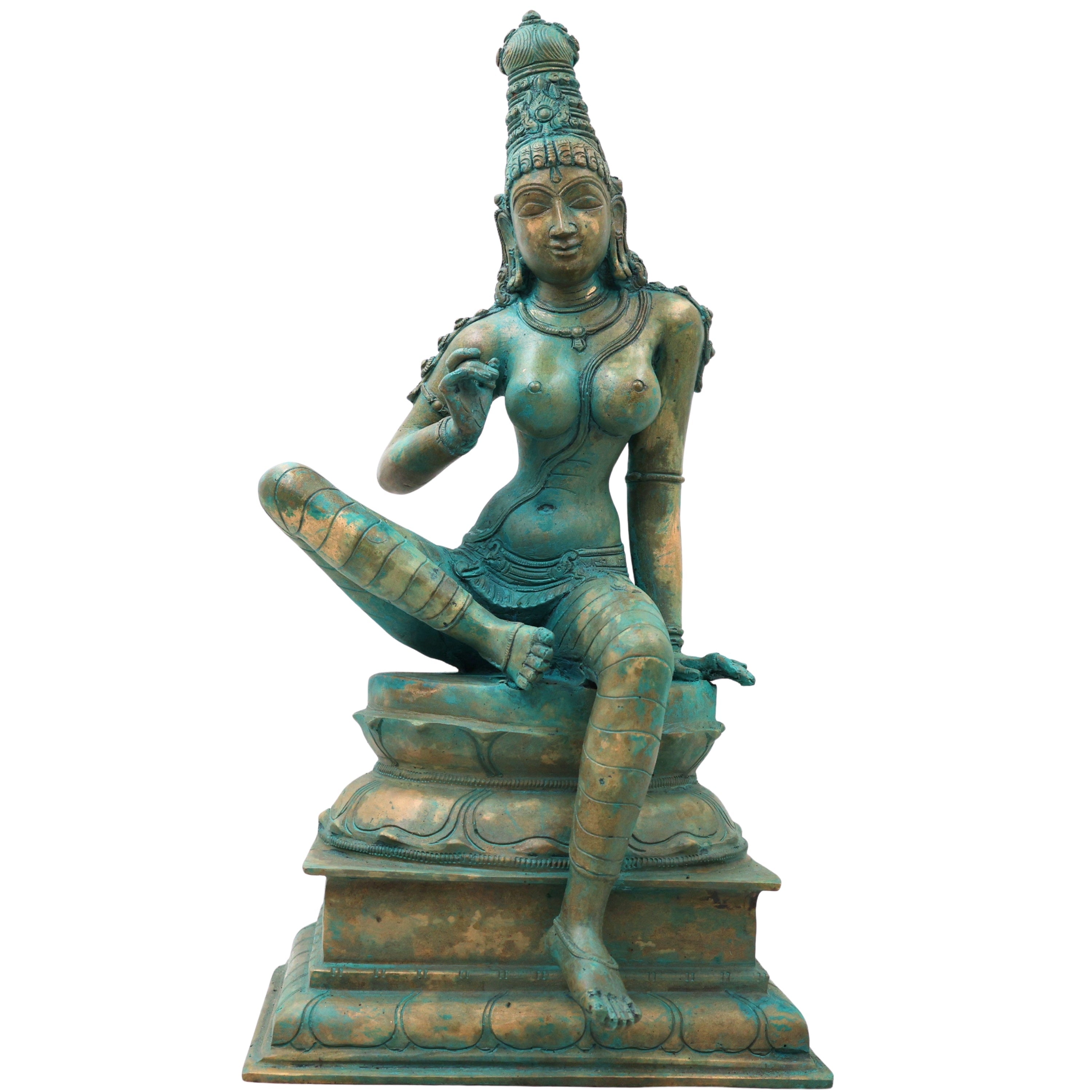 Bronze Parvati Idol, Uma Gauri Ambika Murti for Pooja, Vastu, Home Decor & Premium Gifting, Gold, 15.5 Inch, 1 Piece