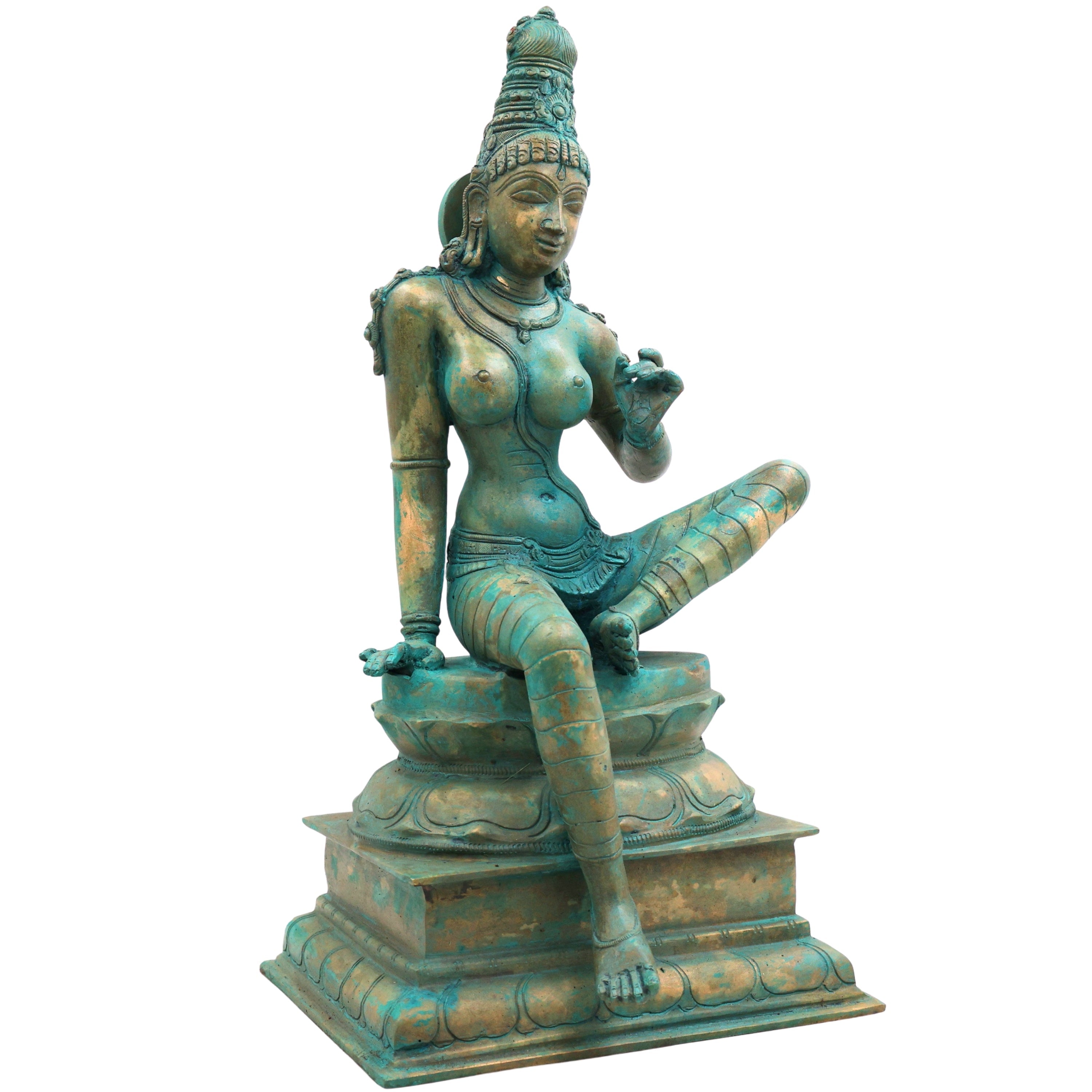 Bronze Parvati Idol, Uma Gauri Ambika Murti for Pooja, Vastu, Home Decor & Premium Gifting, Gold, 15.5 Inch, 1 Piece