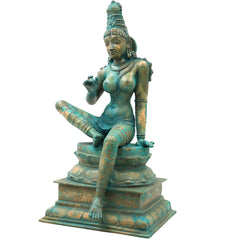 Bronze Parvati Idol, Uma Gauri Ambika Murti for Pooja, Vastu, Home Decor & Premium Gifting, Gold, 15.5 Inch, 1 Piece
