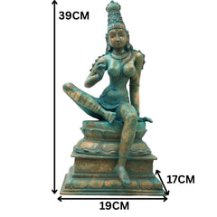 Bronze Parvati Idol, Uma Gauri Ambika Murti for Pooja, Vastu, Home Decor & Premium Gifting, Gold, 15.5 Inch, 1 Piece