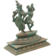 Bronze Radha Krishna Idol, Radha Madhav Murti for Pooja, Home Decor & Spiritual Gifting, Brown, 8 Inch, 1 Piece