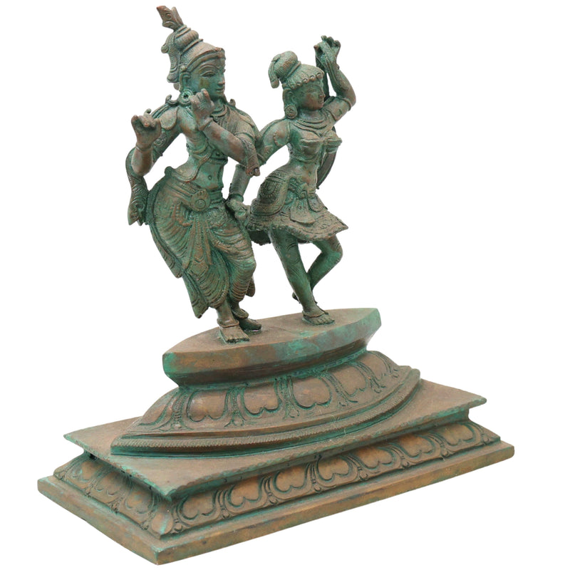 Bronze Radha Krishna Idol, Radha Madhav Murti for Pooja, Home Decor & Spiritual Gifting, Brown, 8 Inch, 1 Piece
