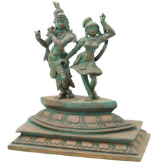 Bronze Radha Krishna Idol, Radha Madhav Murti for Pooja, Home Decor & Spiritual Gifting, Brown, 8 Inch, 1 Piece