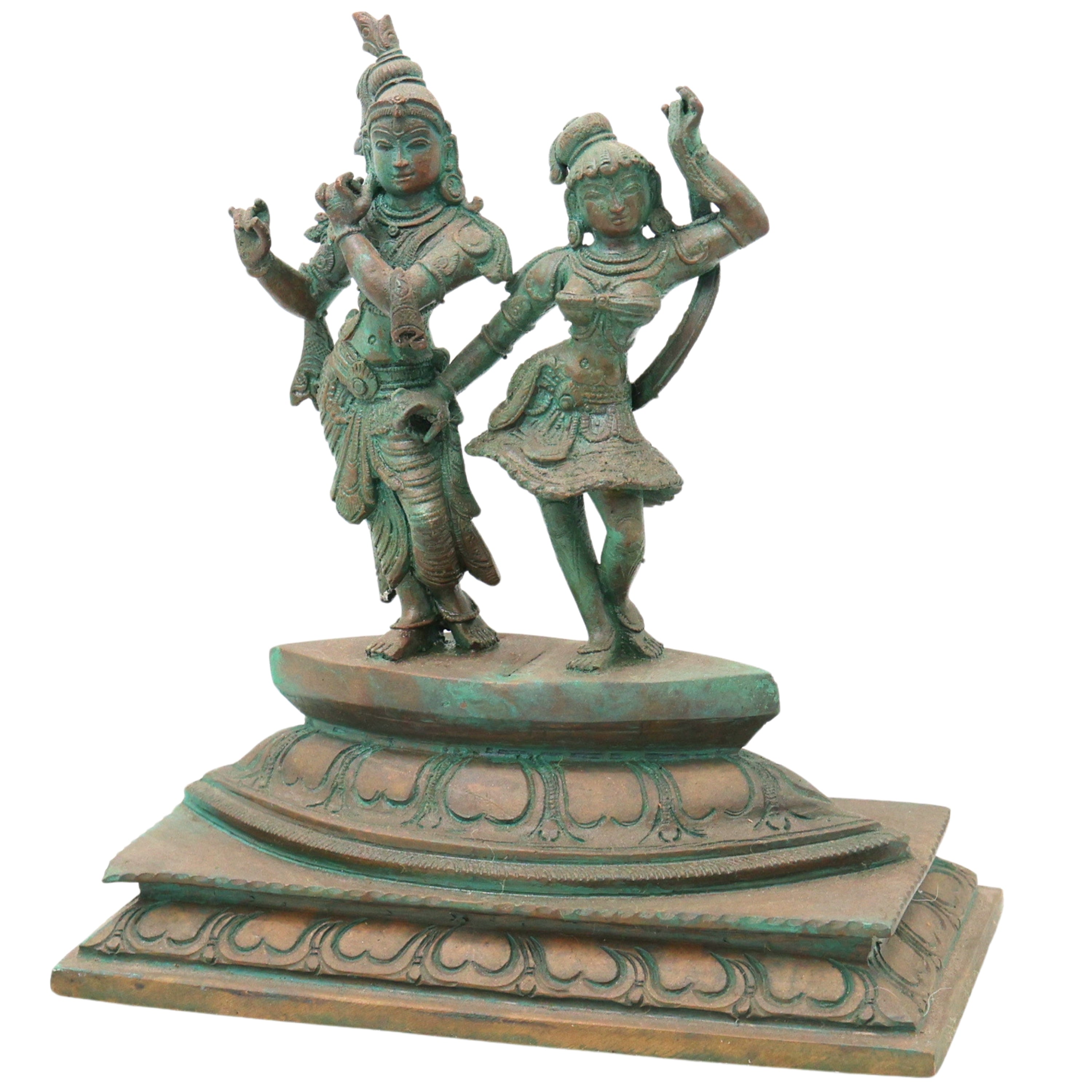 Bronze Radha Krishna Idol, Radha Madhav Murti for Pooja, Home Decor & Spiritual Gifting, Brown, 8 Inch, 1 Piece