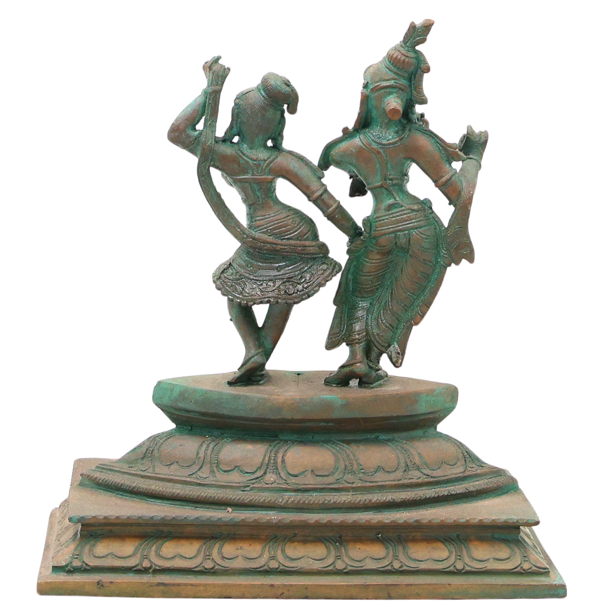 Bronze Radha Krishna Idol, Radha Madhav Murti for Pooja, Home Decor & Spiritual Gifting, Brown, 8 Inch, 1 Piece
