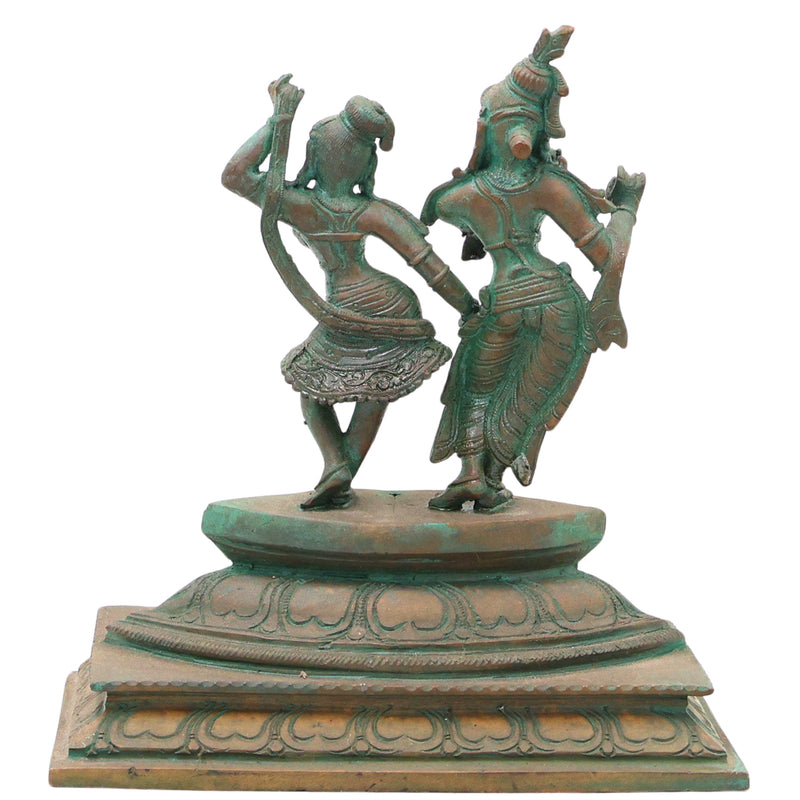 Bronze Radha Krishna Idol, Radha Madhav Murti for Pooja, Home Decor & Spiritual Gifting, Brown, 8 Inch, 1 Piece