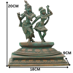 Bronze Radha Krishna Idol, Radha Madhav Murti for Pooja, Home Decor & Spiritual Gifting, Brown, 8 Inch, 1 Piece