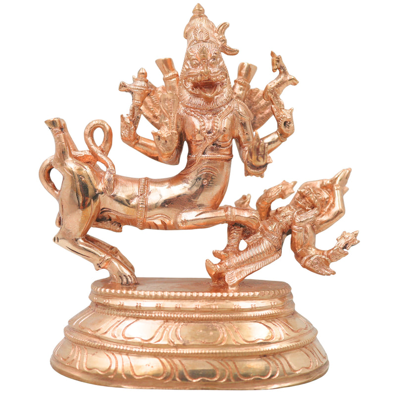 Handcrafted Chola Bronze Sharabheshwara Sharabha Idol, Shiva Avatar Murti for Pooja, Home Decor & Gifting, Gold, 7 Inch, 1 Piece