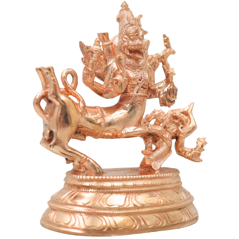 Handcrafted Chola Bronze Sharabheshwara Sharabha Idol, Shiva Avatar Murti for Pooja, Home Decor & Gifting, Gold, 7 Inch, 1 Piece